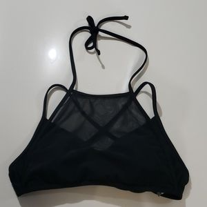 Aerie Black Bikini Halter CrissCross Top Sz S